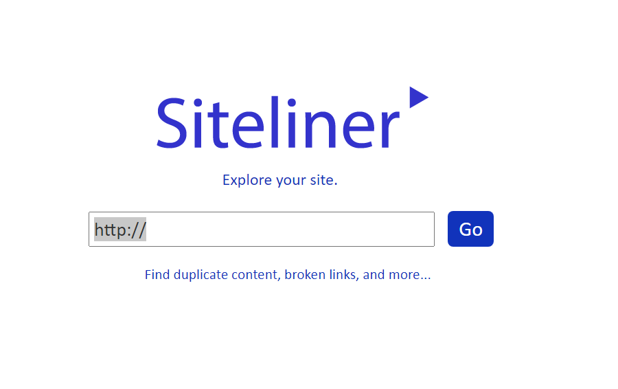 Screenshot of Siteliner's homepage.
