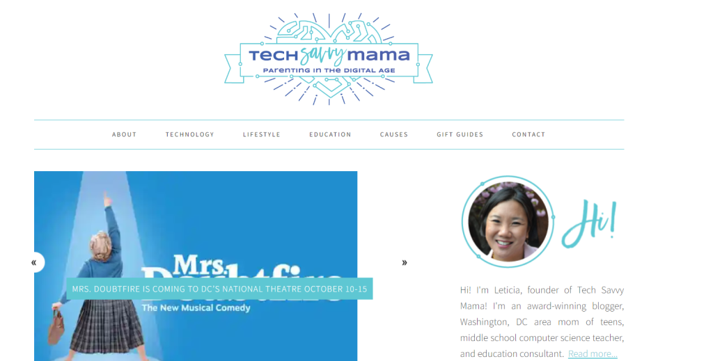 Screenshot of the Tech-Savvy Mama blog